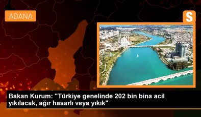 Bakan Kurum: “Türkiye genelinde 202 bin bina acil yıkılacak, ağır hasarlı veya yıkık”