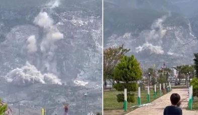 Depremin ağır yıkım yaşattığı Hatay’da taş ocağında dinamit patlatıldı! Vatandaşların tepkisi sert oldu